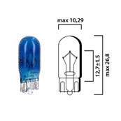 Dark blue bulb glass wedge base W2,1x9,5d 24V 5W T10. Pack of 5 pcs.