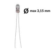 T1 60mA 12V Wire base miniature incandescent light bulbs. Pack of 5 pcs.